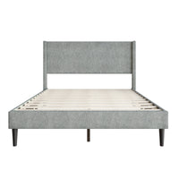 Home Design Bangor Upholstered Wingback Platform Bed, Linen, Sturdy Wood Frame, No Box Spring Required