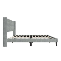 Home Design Bangor Upholstered Wingback Platform Bed, Linen, Sturdy Wood Frame, No Box Spring Required