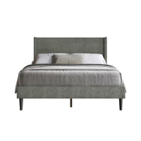 Home Design Bangor Upholstered Wingback Platform Bed, Linen, Sturdy Wood Frame, No Box Spring Required