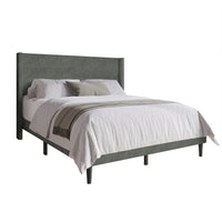 Home Design Bangor Upholstered Wingback Platform Bed, Linen, Sturdy Wood Frame, No Box Spring Required