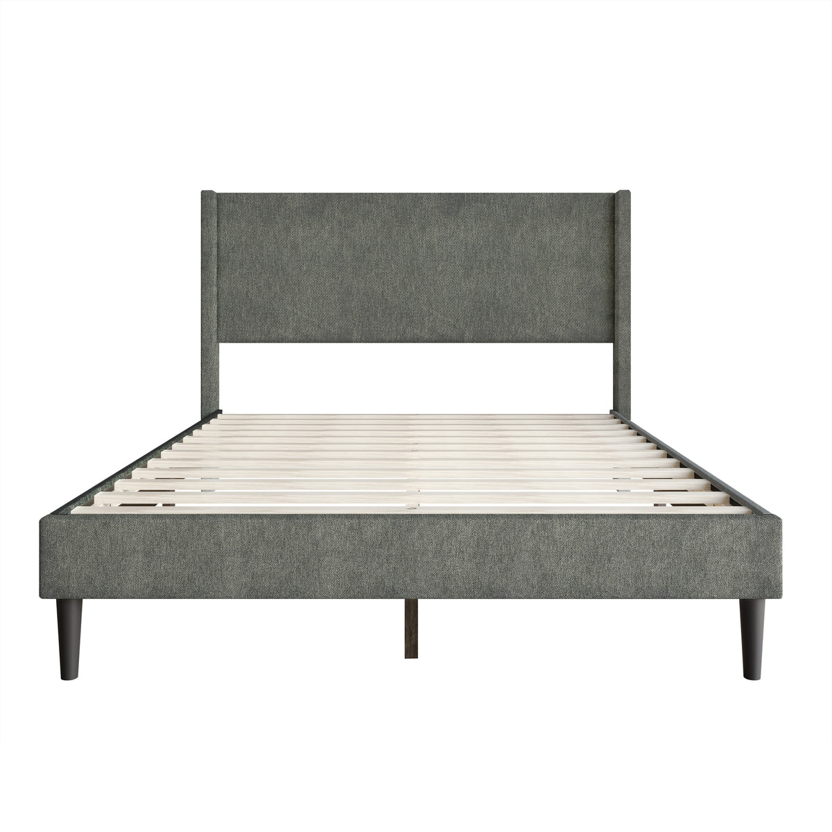 Home Design Bangor Upholstered Wingback Platform Bed, Linen, Sturdy Wood Frame, No Box Spring Required