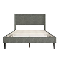 Home Design Bangor Upholstered Wingback Platform Bed, Linen, Sturdy Wood Frame, No Box Spring Required