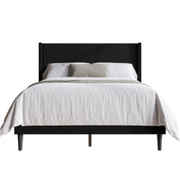 Home Design Bangor Upholstered Wingback Platform Bed, Linen, Sturdy Wood Frame, No Box Spring Required