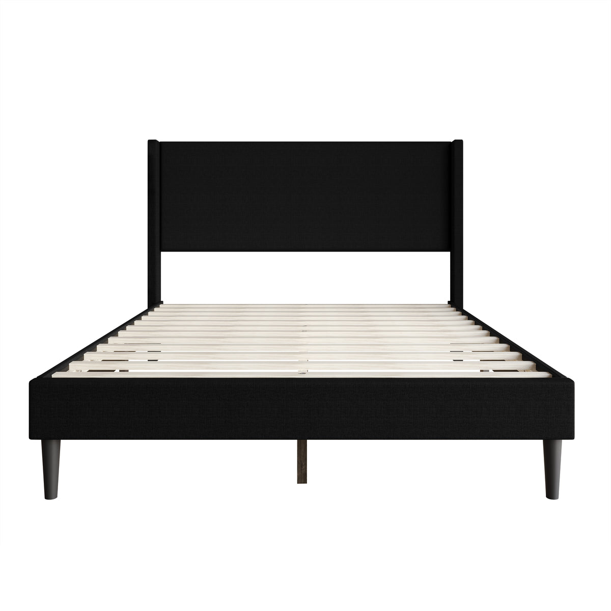 Home Design Bangor Upholstered Wingback Platform Bed, Linen, Sturdy Wood Frame, No Box Spring Required