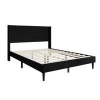 Home Design Bangor Upholstered Wingback Platform Bed, Linen, Sturdy Wood Frame, No Box Spring Required