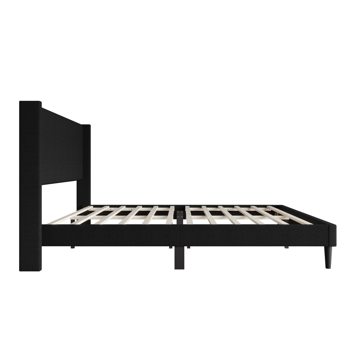 Home Design Bangor Upholstered Wingback Platform Bed, Linen, Sturdy Wood Frame, No Box Spring Required