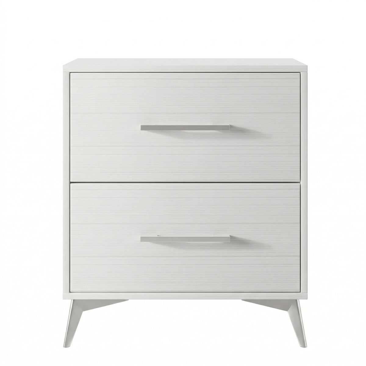 Home Design Lakewood 2 Drawer Nightstand (Set of 2) with Linear Handles and Metal Legs, Easy Assembly
