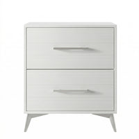 Home Design Lakewood 2 Drawer Nightstand (Set of 2) with Linear Handles and Metal Legs, Easy Assembly