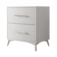 Home Design Lakewood 2 Drawer Nightstand (Set of 2) with Linear Handles and Metal Legs, Easy Assembly