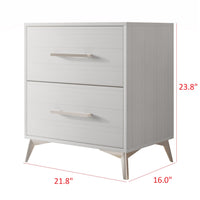 Home Design Lakewood 2 Drawer Nightstand (Set of 2) with Linear Handles and Metal Legs, Easy Assembly