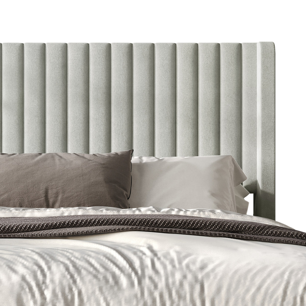 Home Design Ashland Velvet Upholstered Panel Bed Frame with Wingback Headboard for Adult, Easy Assembly