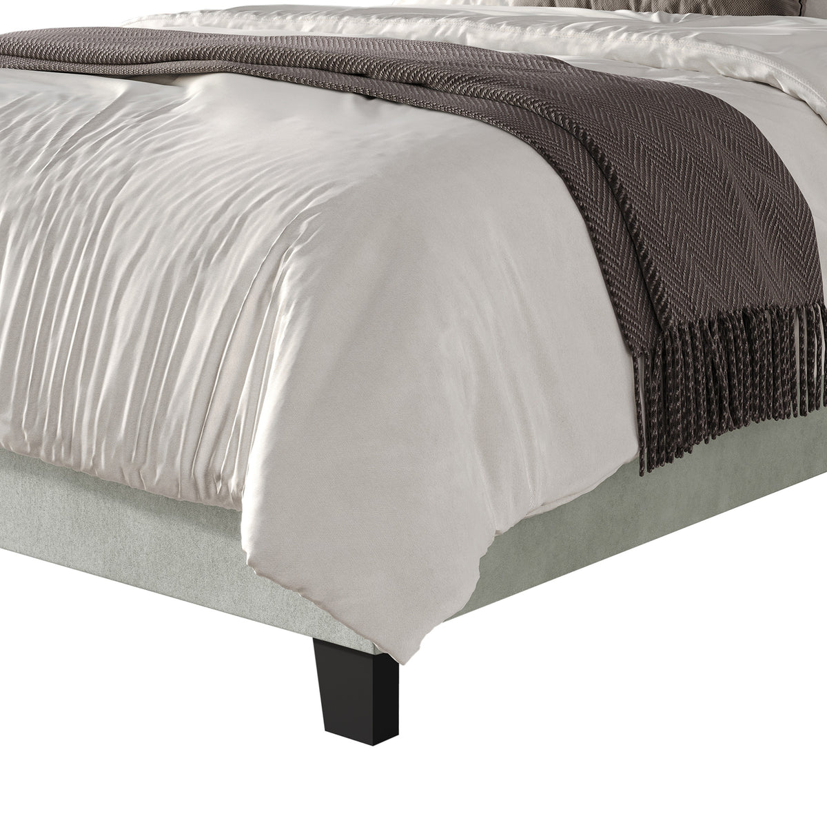 Home Design Ashland Velvet Upholstered Panel Bed Frame with Wingback Headboard for Adult, Easy Assembly