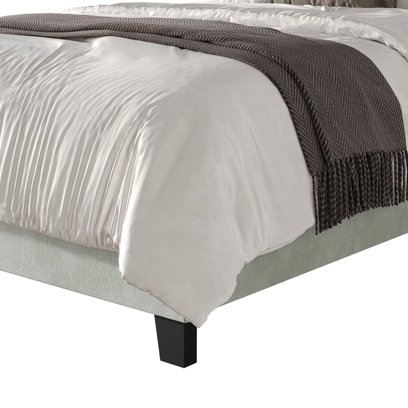 Home Design Ashland Velvet Upholstered Panel Bed Frame with Wingback Headboard for Adult, Easy Assembly