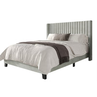 Home Design Ashland Velvet Upholstered Panel Bed Frame with Wingback Headboard for Adult, Easy Assembly