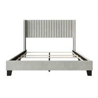 Home Design Ashland Velvet Upholstered Panel Bed Frame with Wingback Headboard for Adult, Easy Assembly