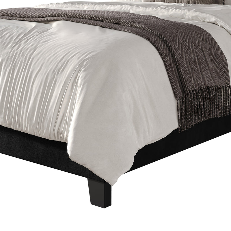 Home Design Ashland Velvet Upholstered Panel Bed Frame with Wingback Headboard for Adult, Easy Assembly