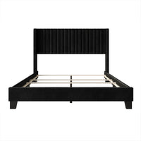 Home Design Ashland Velvet Upholstered Panel Bed Frame with Wingback Headboard for Adult, Easy Assembly