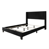 Home Design Ashland Velvet Upholstered Panel Bed Frame with Wingback Headboard for Adult, Easy Assembly