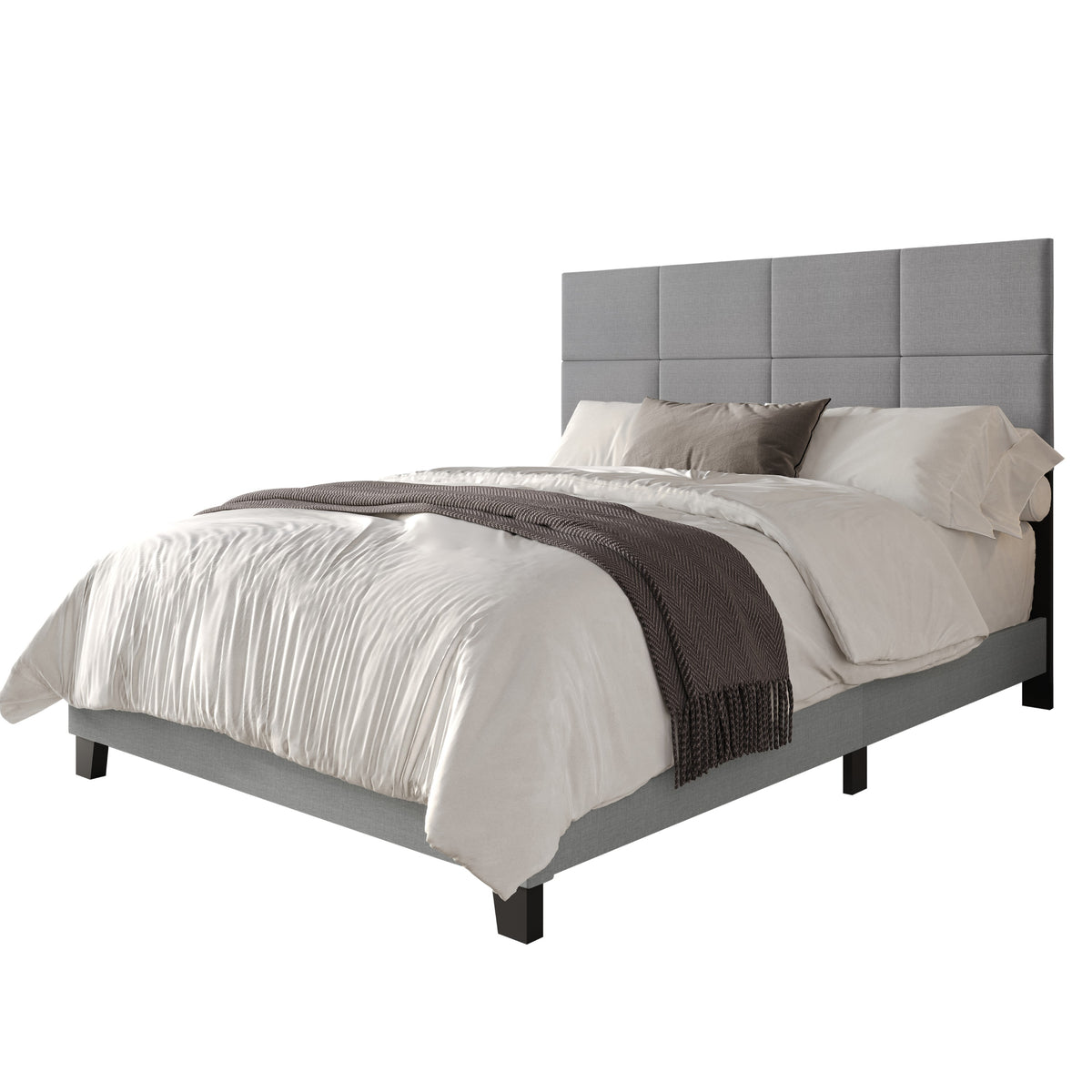 Home Design Lufkin Upholstered Panel Bed Frame