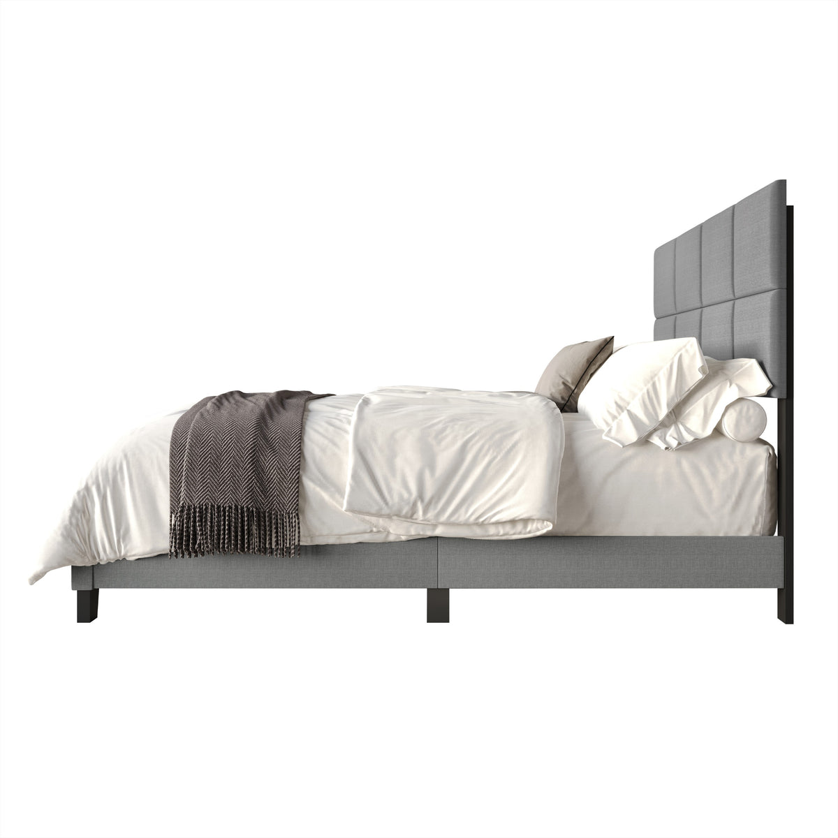 Home Design Lufkin Upholstered Panel Bed Frame