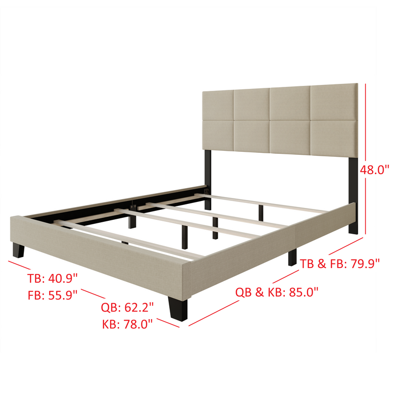 Home Design Lufkin Upholstered Panel Bed Frame