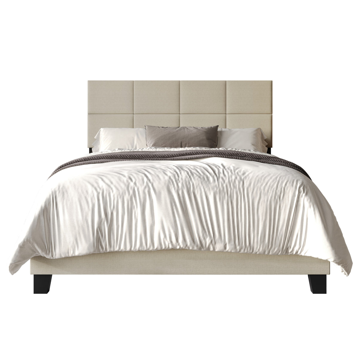 Home Design Lufkin Upholstered Panel Bed Frame