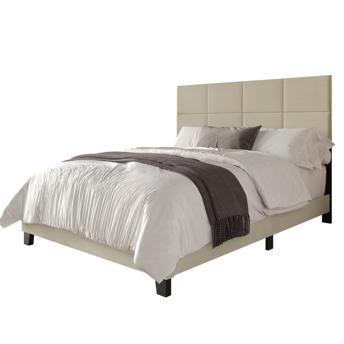 Home Design Lufkin Upholstered Panel Bed Frame