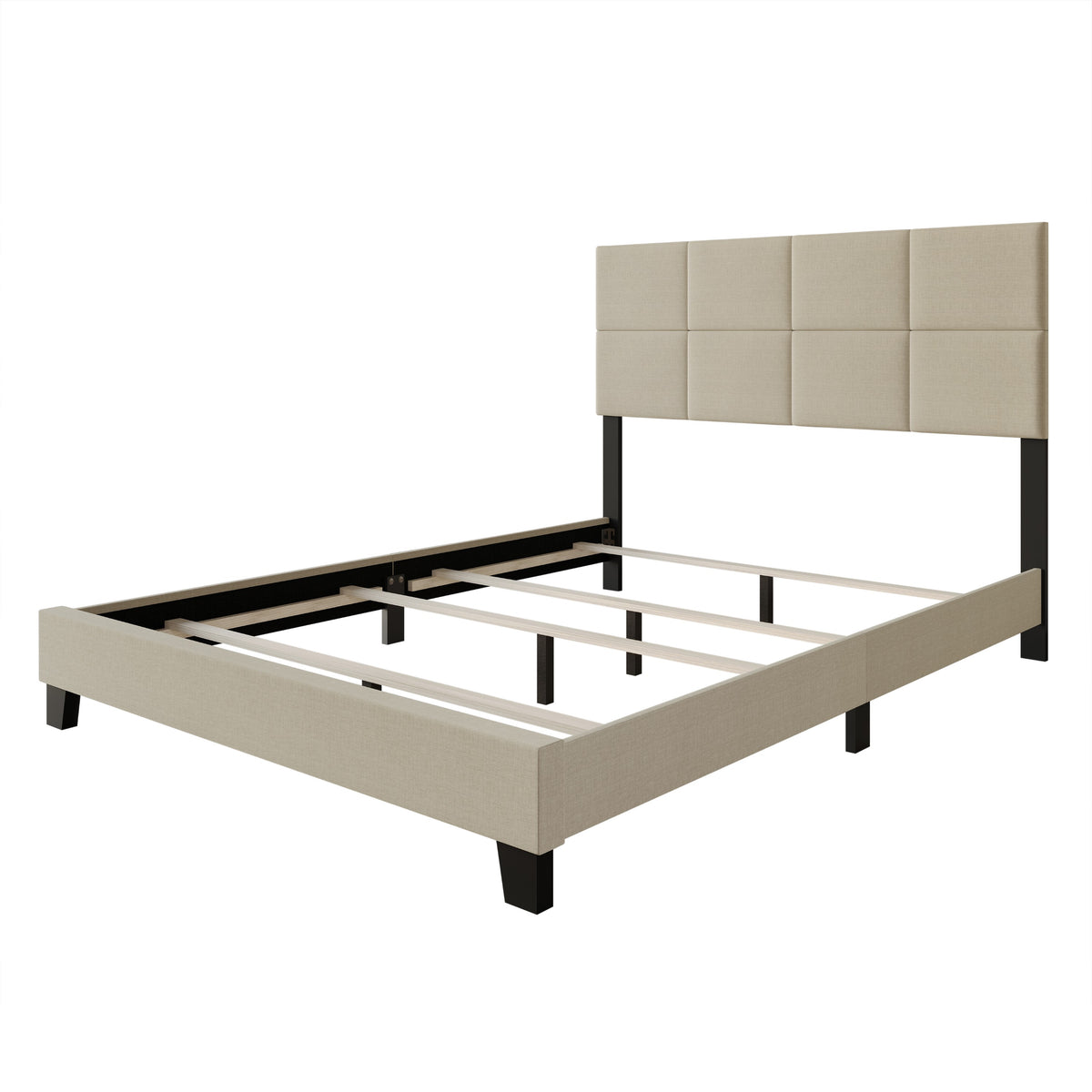 Home Design Lufkin Upholstered Panel Bed Frame