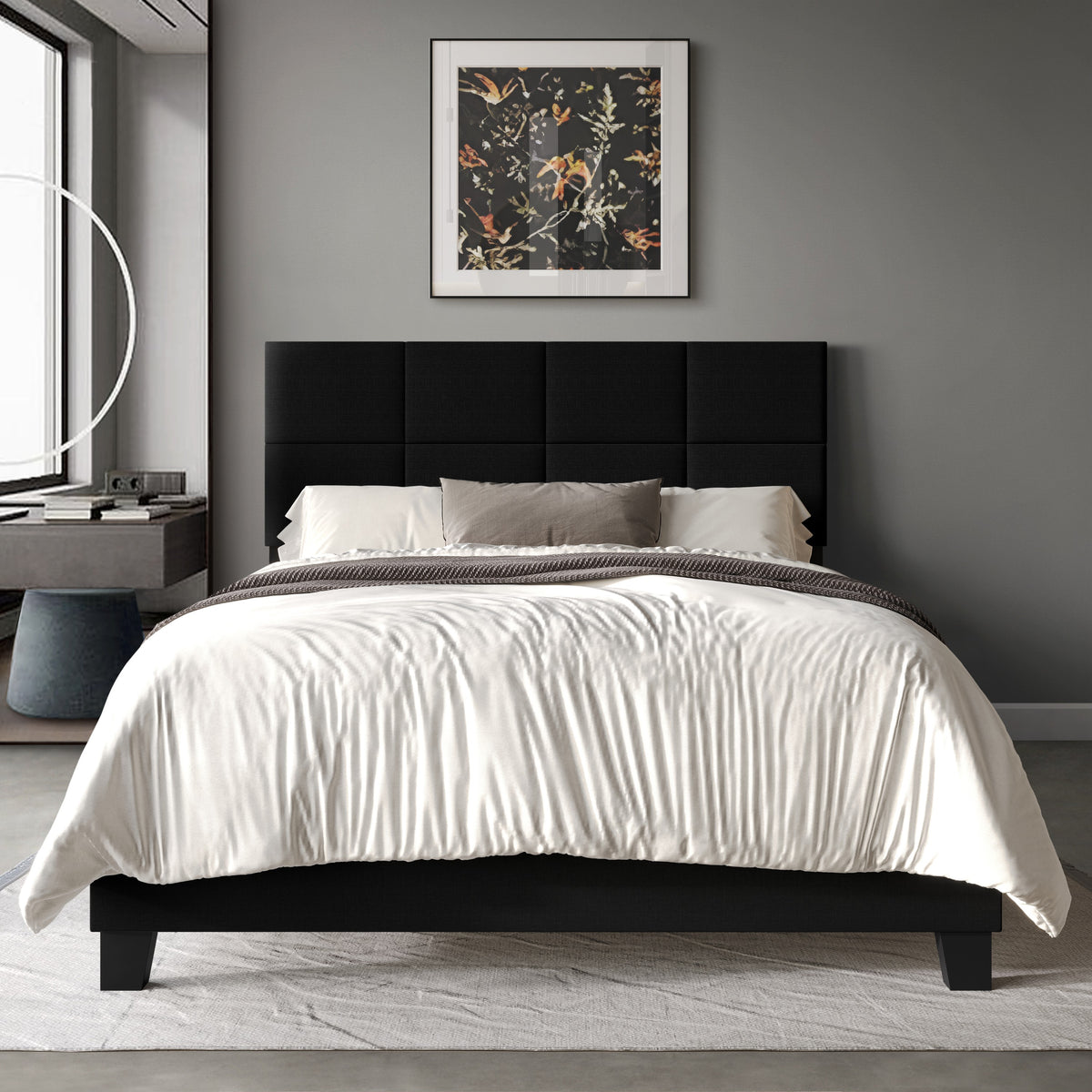Home Design Lufkin Upholstered Panel Bed Frame