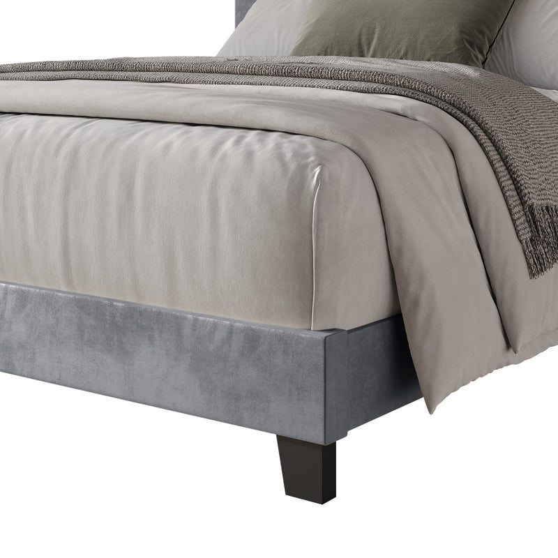 Home Design Vallejo Velvet Upholstered Panel Bed Frame For Adult, Box Spring Required