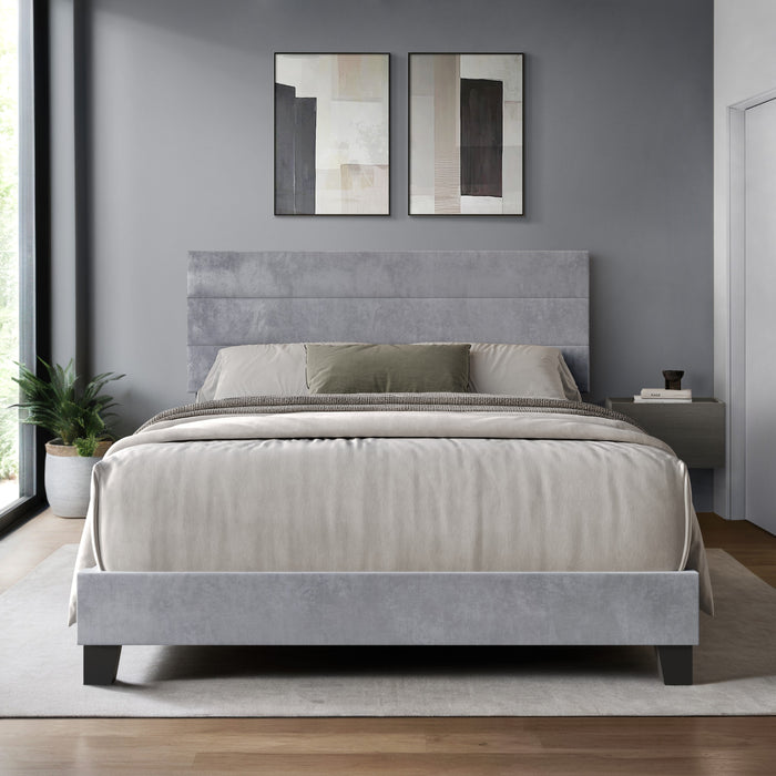 Home Design Vallejo Velvet Upholstered Panel Bed Frame For Adult, Box Spring Required