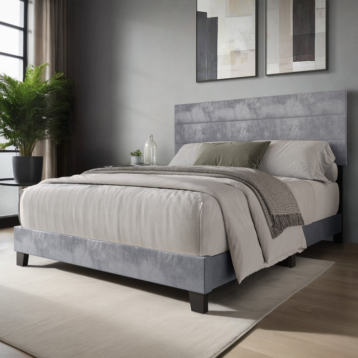 Home Design Vallejo Velvet Upholstered Panel Bed Frame For Adult, Box Spring Required