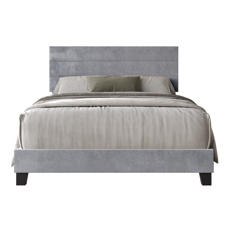 Home Design Vallejo Velvet Upholstered Panel Bed Frame For Adult, Box Spring Required
