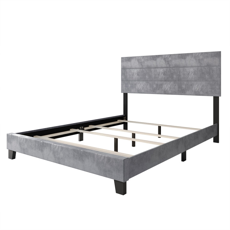 Home Design Vallejo Velvet Upholstered Panel Bed Frame For Adult, Box Spring Required