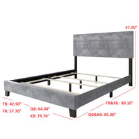 Home Design Vallejo Velvet Upholstered Panel Bed Frame For Adult, Box Spring Required