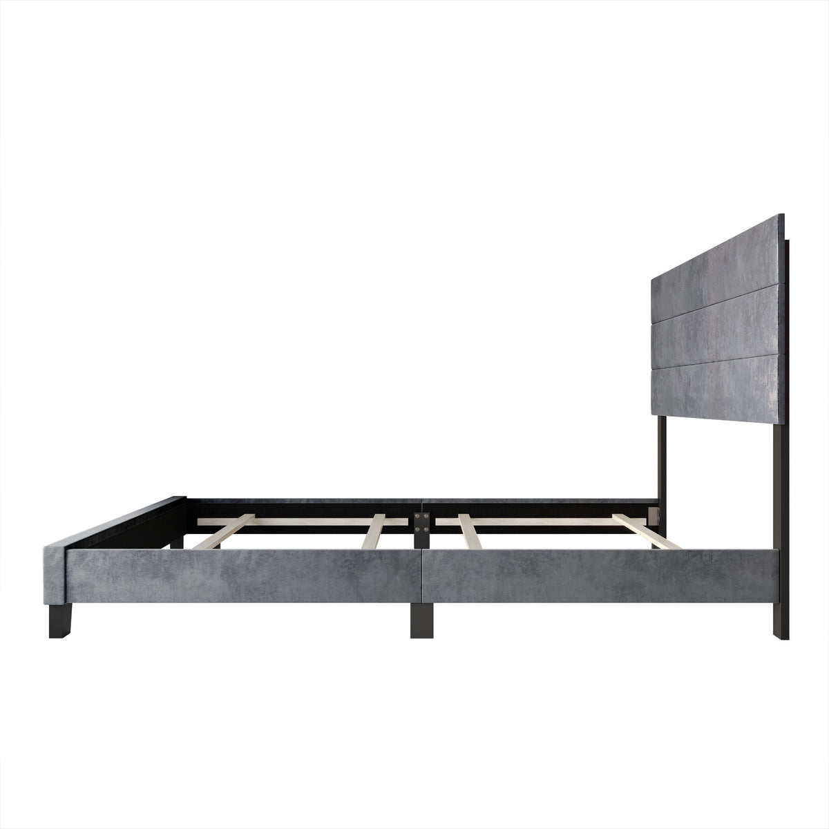 Home Design Vallejo Velvet Upholstered Panel Bed Frame For Adult, Box Spring Required