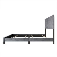 Home Design Vallejo Velvet Upholstered Panel Bed Frame For Adult, Box Spring Required