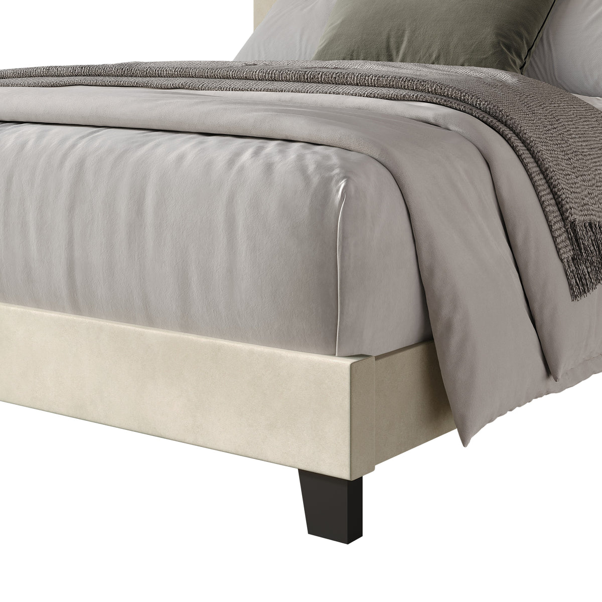 Home Design Vallejo Velvet Upholstered Panel Bed Frame For Adult, Box Spring Required