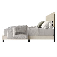 Home Design Vallejo Velvet Upholstered Panel Bed Frame For Adult, Box Spring Required