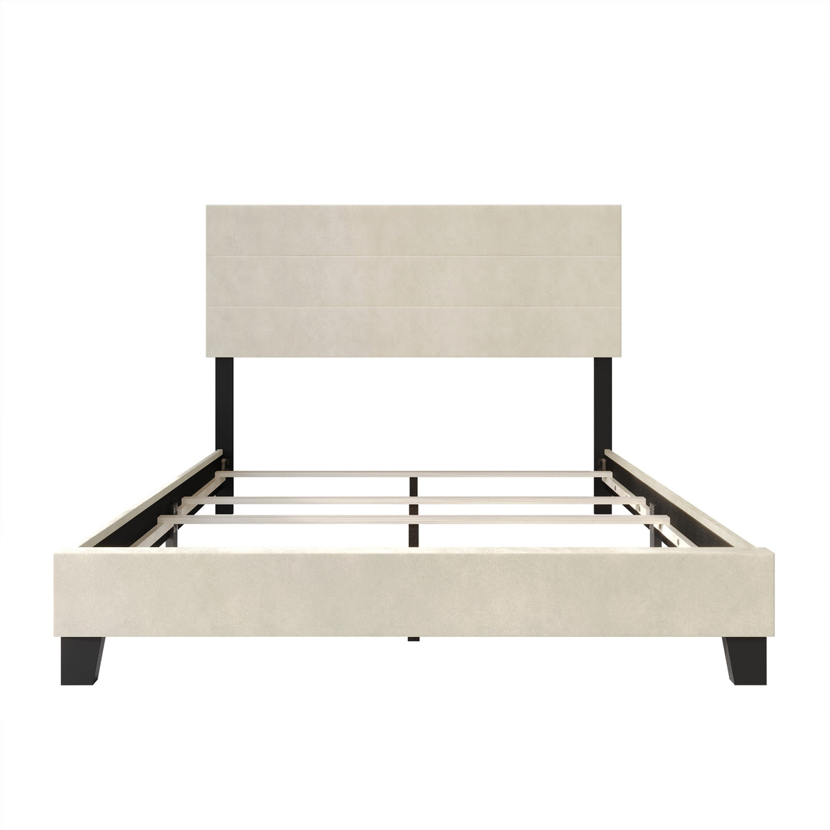 Home Design Vallejo Velvet Upholstered Panel Bed Frame For Adult, Box Spring Required