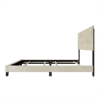 Home Design Vallejo Velvet Upholstered Panel Bed Frame For Adult, Box Spring Required