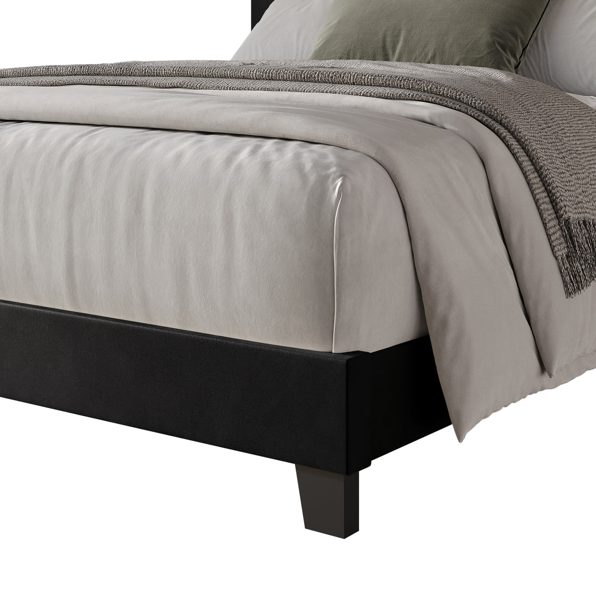 Home Design Vallejo Velvet Upholstered Panel Bed Frame For Adult, Box Spring Required