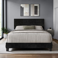 Home Design Vallejo Velvet Upholstered Panel Bed Frame For Adult, Box Spring Required