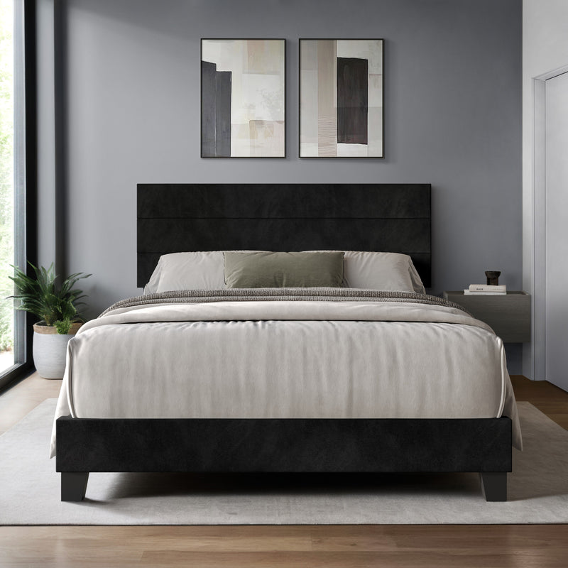 Home Design Vallejo Velvet Upholstered Panel Bed Frame For Adult, Box Spring Required