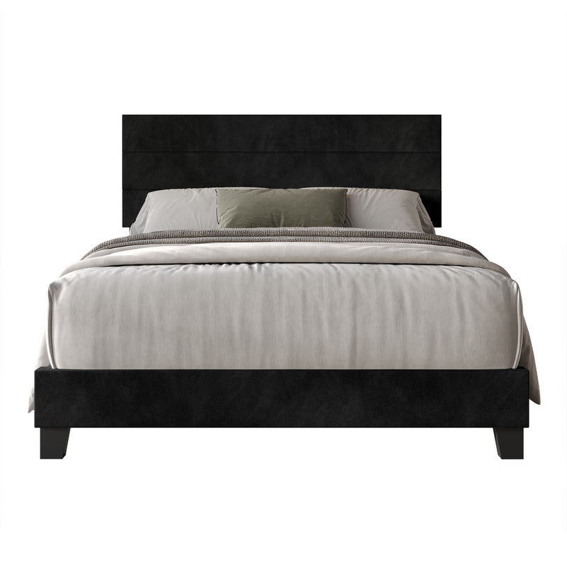 Home Design Vallejo Velvet Upholstered Panel Bed Frame For Adult, Box Spring Required