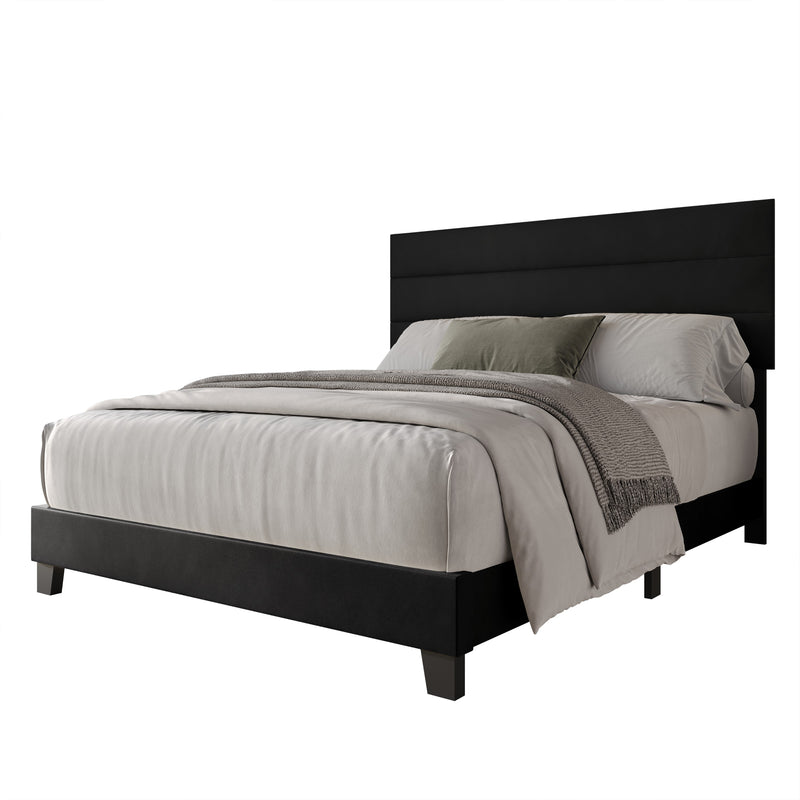 Home Design Vallejo Velvet Upholstered Panel Bed Frame For Adult, Box Spring Required