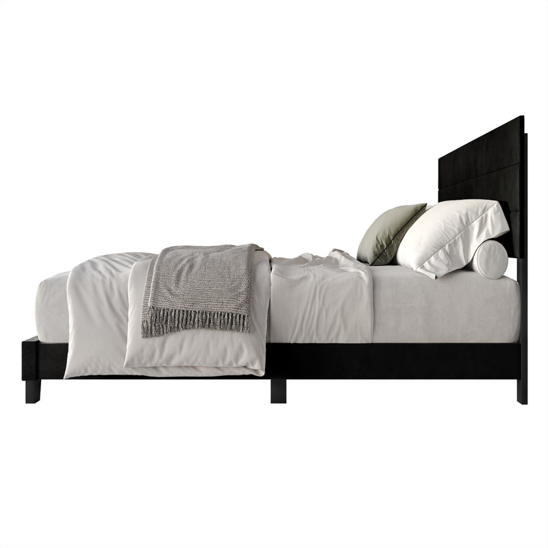 Home Design Vallejo Velvet Upholstered Panel Bed Frame For Adult, Box Spring Required