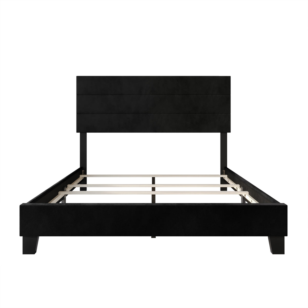 Home Design Vallejo Velvet Upholstered Panel Bed Frame For Adult, Box Spring Required