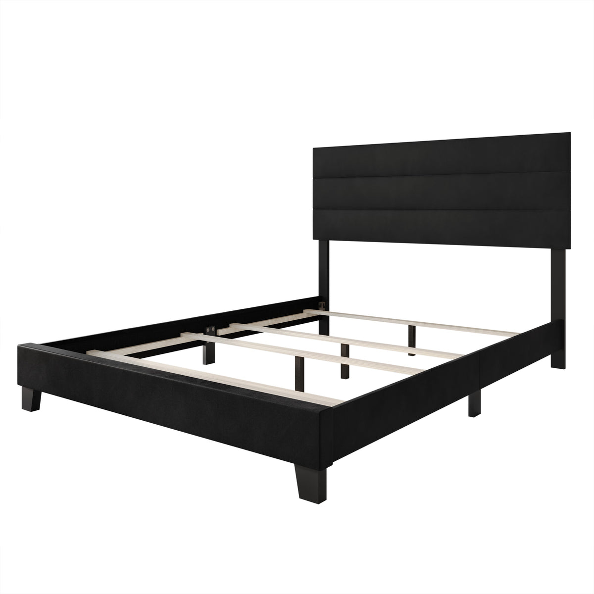Home Design Vallejo Velvet Upholstered Panel Bed Frame For Adult, Box Spring Required