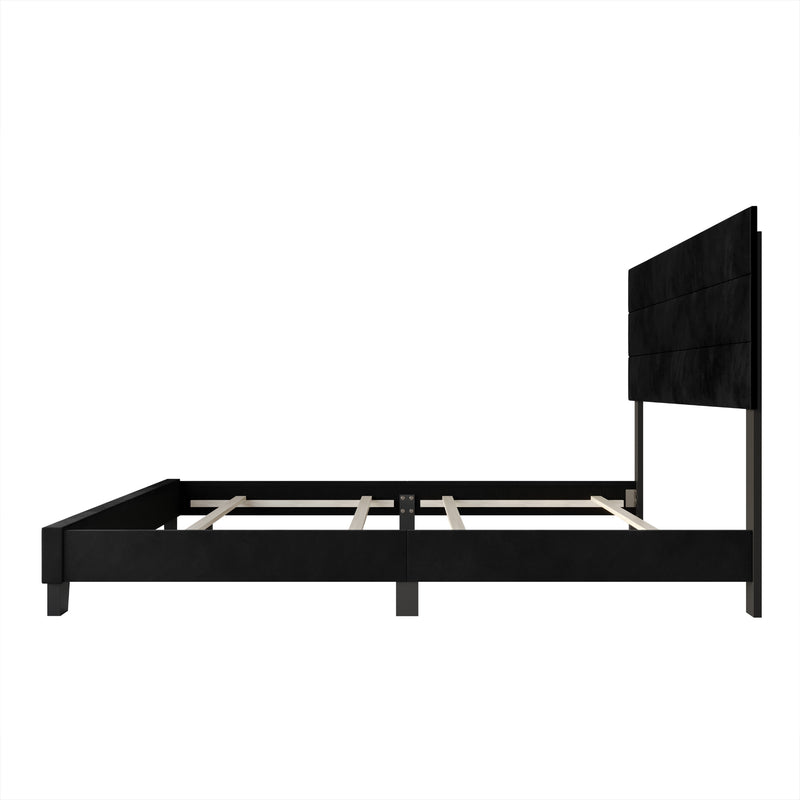 Home Design Vallejo Velvet Upholstered Panel Bed Frame For Adult, Box Spring Required